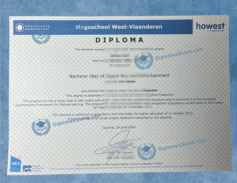 西佛兰德高等专业学院文凭,  Hogeschool West Vlaanderen Diploma