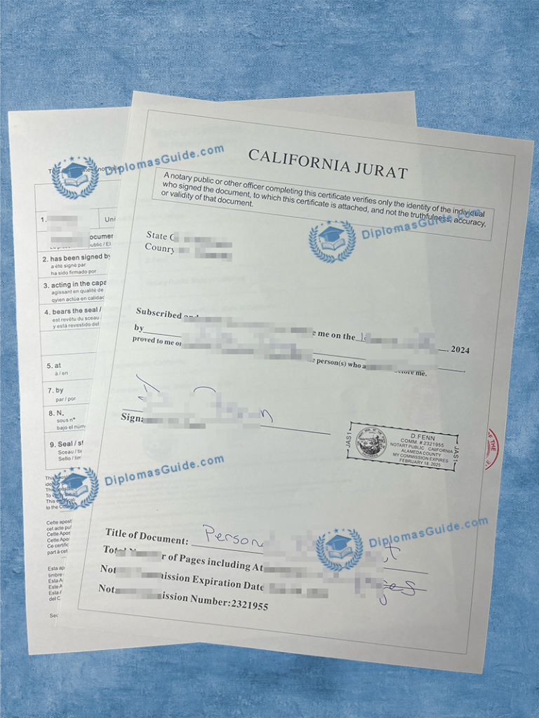 加利福尼亚州海牙认证证书  California Apostille Certificate