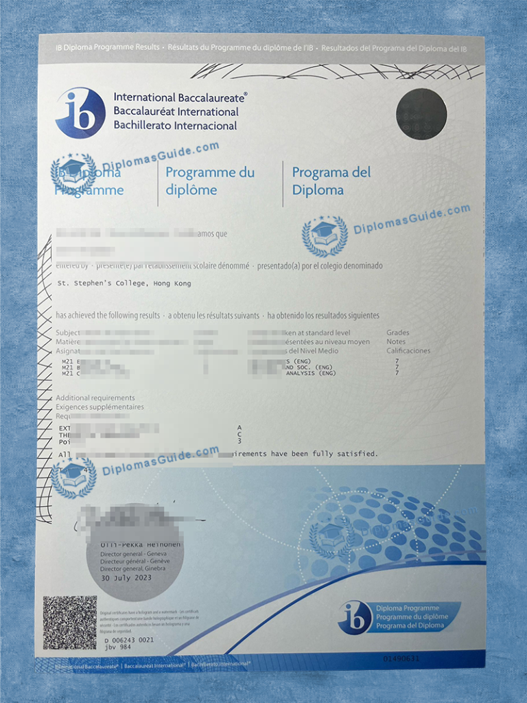 国际文凭项目文凭 International Baccalaureate Diploma