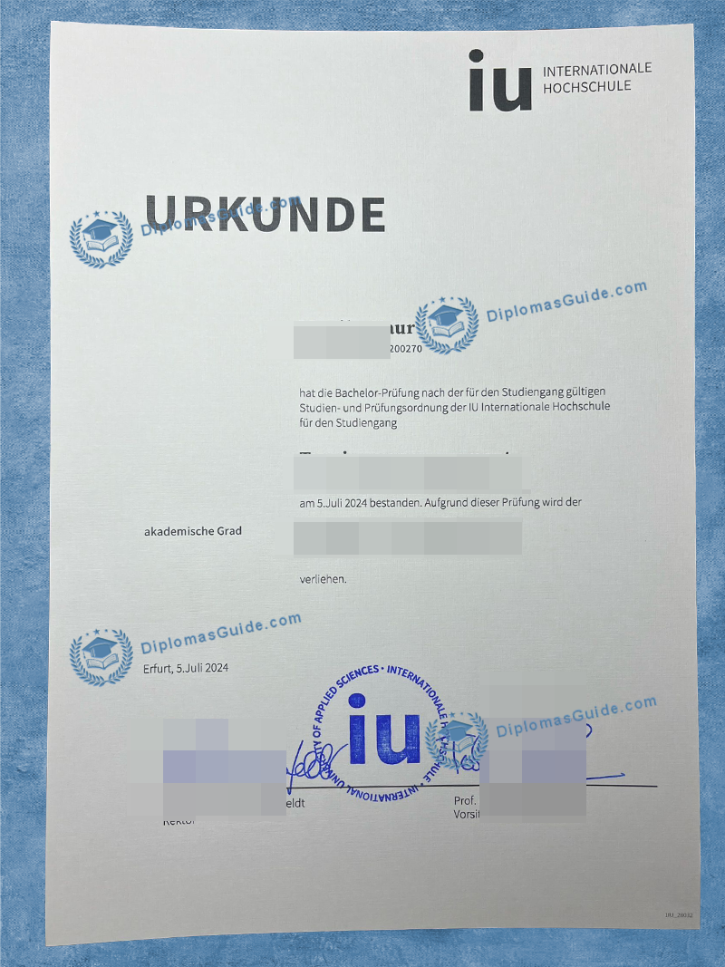 国际高等教育学院文凭 IU Internationale Hochschule Degree, 国际高等教育学院文凭 IU Internationale Hochschule Diploma