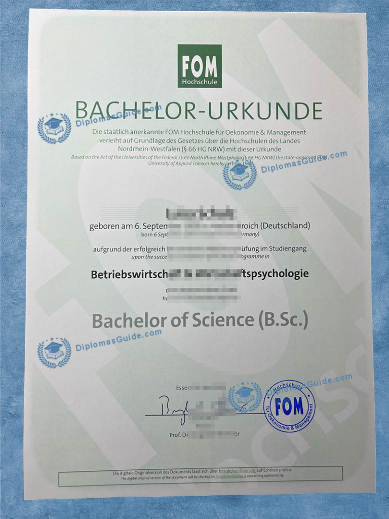 德国埃森经济管理应用技术大学证书 FOM Certificate