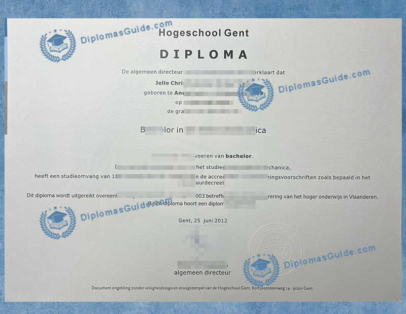 根特大学学院文凭 Hogeschool Gent Degree , 根特大学学院文凭 Hogeschool Gent Diploma