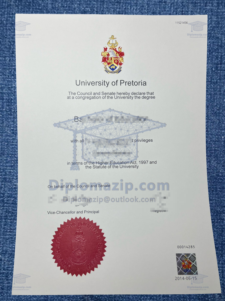 比勒陀利亚大学文凭 University of Pretoria Degree