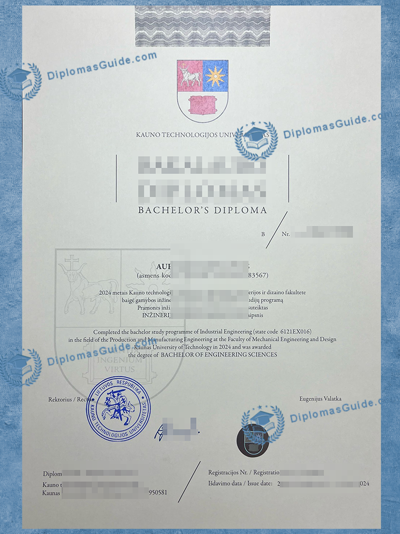 立陶宛考纳斯理工大学文凭 Kauno Technologijos Universitetas Diploma KTU Diploma