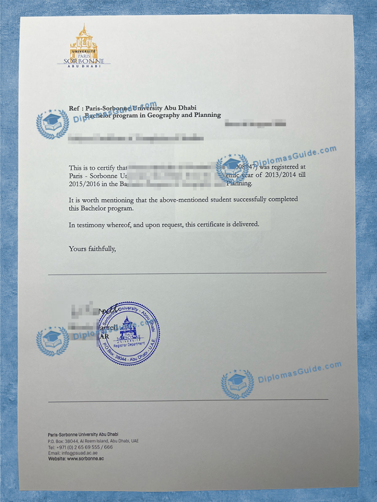 索邦大学文凭 Sorbonne Université Diploma