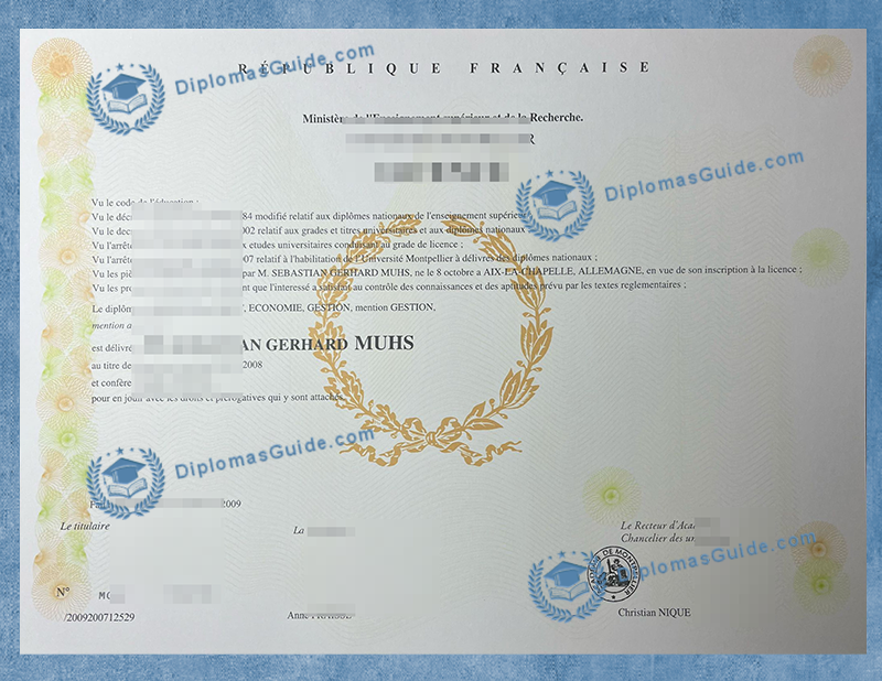 蒙彼利埃大学文凭  University of Montpellier Degree