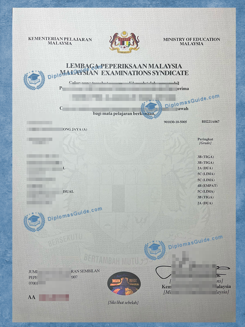 马来西亚教育文凭 SPM 2007 Degree