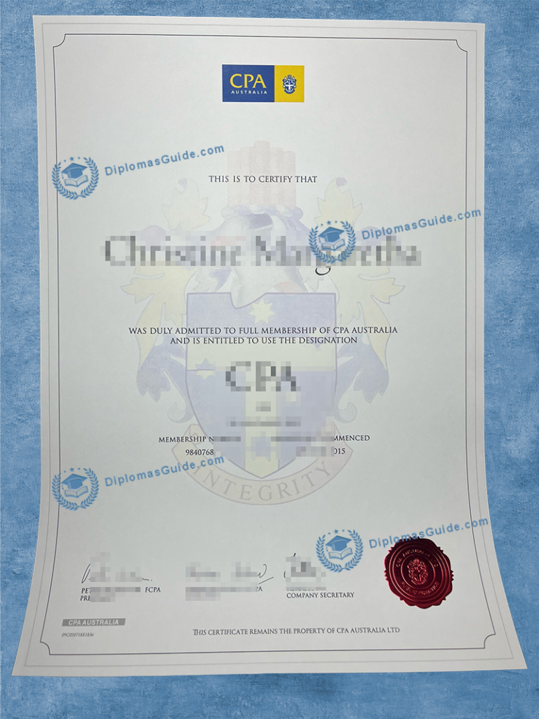 澳大利亚注册会计师证书 CPA Australia Certificate